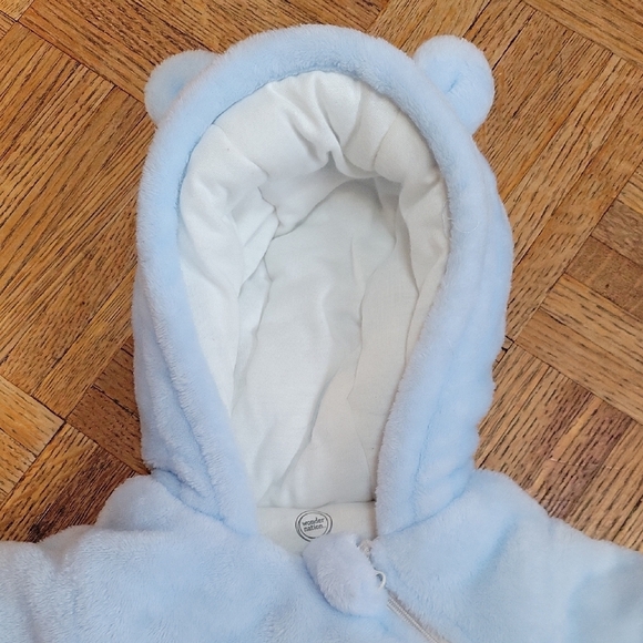 Wonder Nation Blue and Cream Bear Snow Suit 0-3 Months - Picture 3 of 7
